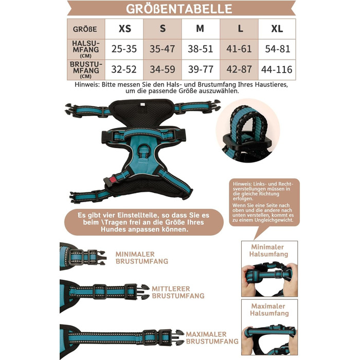 Нашийник для собак BaoCheng Anti Pull, дихаюча сітка, 3 пряжки, безпека, полегшення кашлю, світловідбиваючий, M, темно-зелений