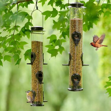 Годівниця для птахів Mixxidea з металевої труби для вулиці, 6 портів, підвісна годівниця для диких птахів