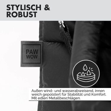 PAW WOW переносна сумка для собак SARA | стильна переноска для маленьких собак | водо- та вітростійка | з підкладкою з тедді, регульований плечовий ремінь, зовнішня кишеня (Чорний)