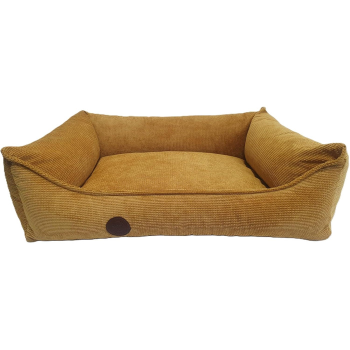 Ортопедичне ліжко для собак, сумісне з великими, середніми та маленькими породами, жовто-гірчичний колір, миється, розмір M (77x60x20 см)