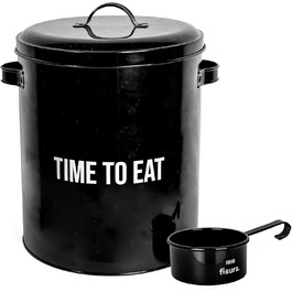 Автоматичний годівниця для тварин FISURA Time to Eat рожева. Металевий контейнер для корму для собак та котів, 5 кг. З мірною ложкою та кришкою.