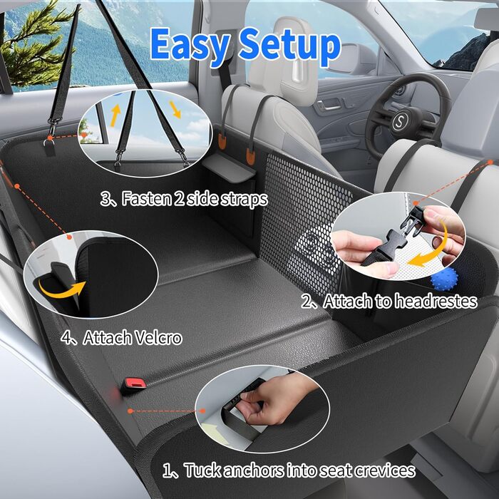 Захист для заднього сидіння автомобіля для собак, жорстка підставка, водовідштовхувальний чохол, преміум-якість, PU-шкіра, для авто/SUV/малого пікапа