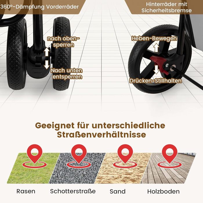 Візок для тварин GOPLUS 2-в-1: розкладний, для кота та собаки, сірий