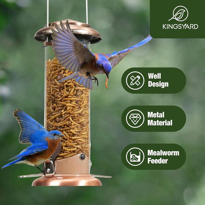 Годівниця для птахів Kingsyard з підсвічуванням, підвісна, для синиць, червоноглуш, малих птахів та синиць, антична мідь