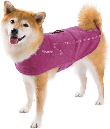 Тепла куртка VIVAGLORY для собак Cozywrap Wintermantel, флісова куртка для собак з клямками, регульована, світловідбиваюча, розмір S/XL (Fuchsia, обхват грудей 79-94 см)