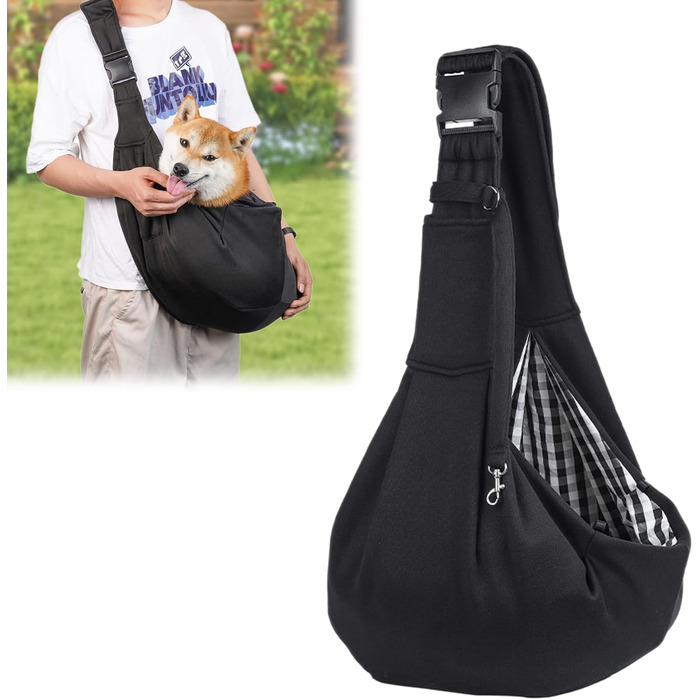 Сумка-переноска для домашніх тварин, регульована переноска для собак, реверсивна переноска для маленьких собак до 7 кг, переноска для собак, переноска для собак для прогулянок та активностей на відкритому повітрі (чорний)