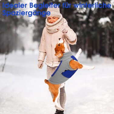 Теплий флісовий пуловер для собак - зимовий пуловер з подвійним шаром, розмір L, обхват грудей 48 см, обхват шиї 33 см, блакитний