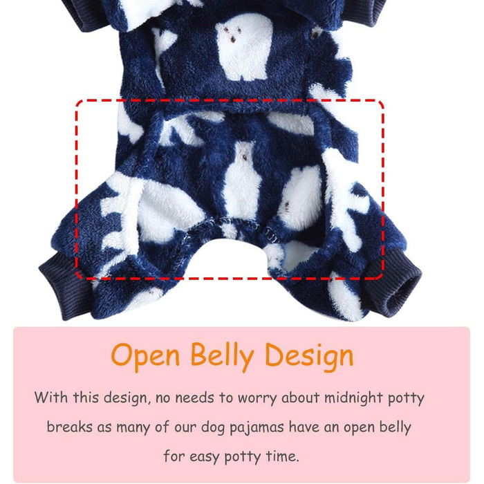 Теплий флісовий костюм для собак, м'який одяг для собак, комбінезон для собак, тепла бавовняна одяг для маленьких собак та котів (Синій Ведмедик, XL)