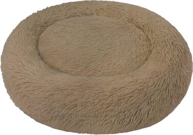 Кругле собаче ліжко Normani для великих і маленьких собак - ергономічна подушка-донат, собача лежанка з високим бортиком, колір коричневий, розмір 60x60x22 см