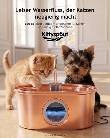 Фонтан-питилка для котів Kittyspout з нержавіючої сталі 304, 3.2 л, з індикатором рівня води та набором із 3 фільтрів