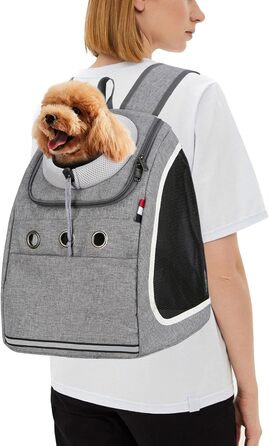 PETCUTE Рюкзак для собак та котів - переноска для маленьких тварин, сірий, для подорожей, кемпінгу та прогулянок