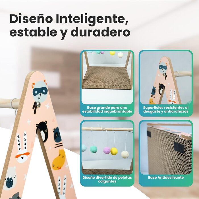 Когтеточка для великих котів з 5 іграшковими м'ячами, двостороння поверхня, посилена стійкість