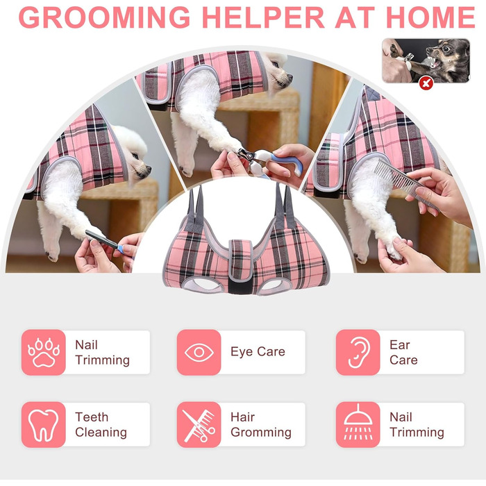 Гамак для грумінгу собак BeautyZoo з регульованою шлейкою та сталевим гребінцем, фіксатор для догляду за тваринами для підстригання нігтів та стрижки, ідеальний гамак для собак для безпечного та безстресового догляду XS (відстань між ногами: 1.8-2.4 м / М