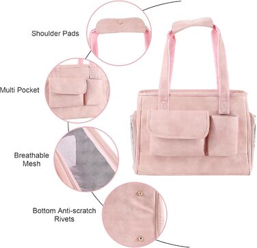 Сучасна переноска для тварин з шкіри, схвалена авіаперевізниками, рожева