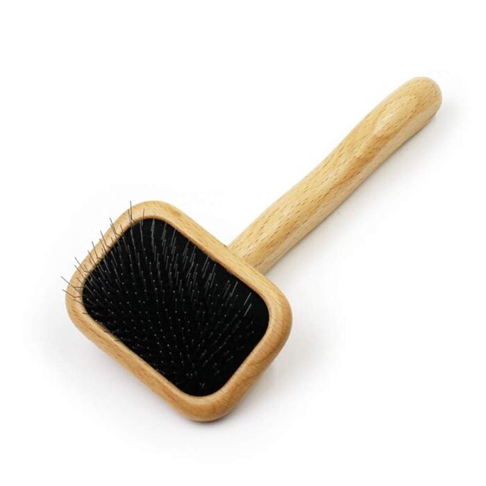 Щітка для собак та котів з самоочищенням - підходить для короткої та довгої шерсті, для маленьких та великих тварин. З дерева.