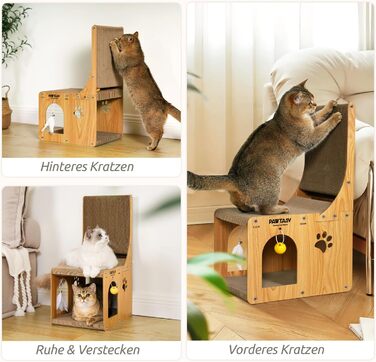 Котячий кігтетоп Pawtasy 2 в 1: для стіни та кута, з іграшкою-м'ячиком, захист меблів