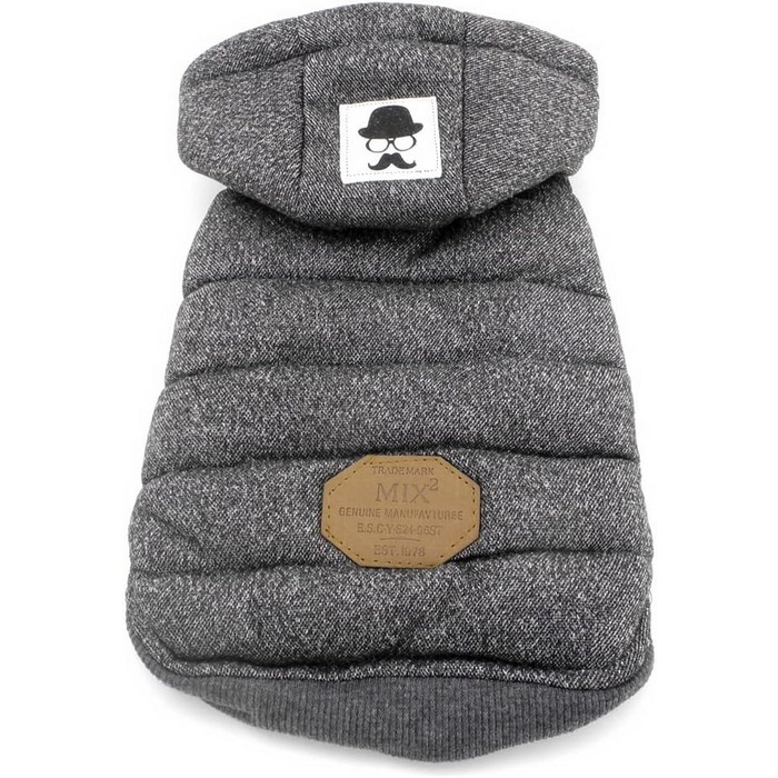 Зунеа - теплий зимовий пуховик для собак маленьких порід, флісова куртка з капюшоном, вітронепроникний одяг для цуценят, жилет, одяг для собак/кішок, сірий, розмір M