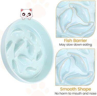 Миска для котів Happy Hachi з підняттям, кераміка, повільне годування, антиковзаюча, для котів та маленьких собак (зелена)