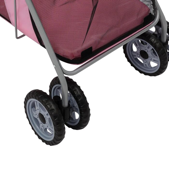 Двоярусний візок для домашніх тварин для маленьких та середніх собак та котів - Легкий транспортний візок-бугі для собак з 2 рівнями для прогулянок, подорожей та активного відпочинку на природі, до 20 кг (Рожевий)