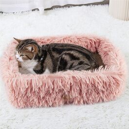 Котячий когтеточка з картону з коробкою, міцна велика ліжко для котів, м'яка когтеточка з гофрокартону, знімна, двостороння, захист меблів (44×34×14см), рожевий колір