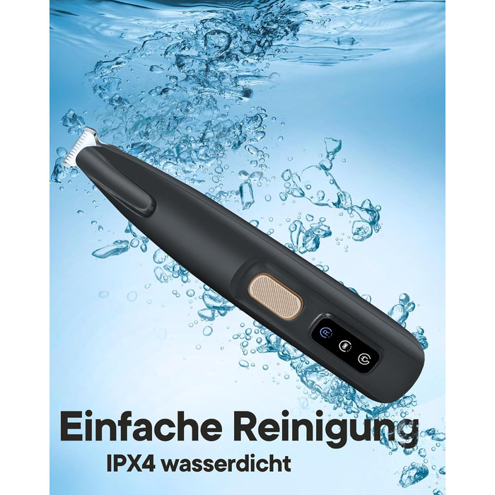 Триммер для собак та котів Pfotentrimmer з LED-підсвічуванням, 18 мм, тихий (35 дБ), водонепроникний, акумуляторний, для догляду за лапами, вухами, обличчям та хвостом (чорний)