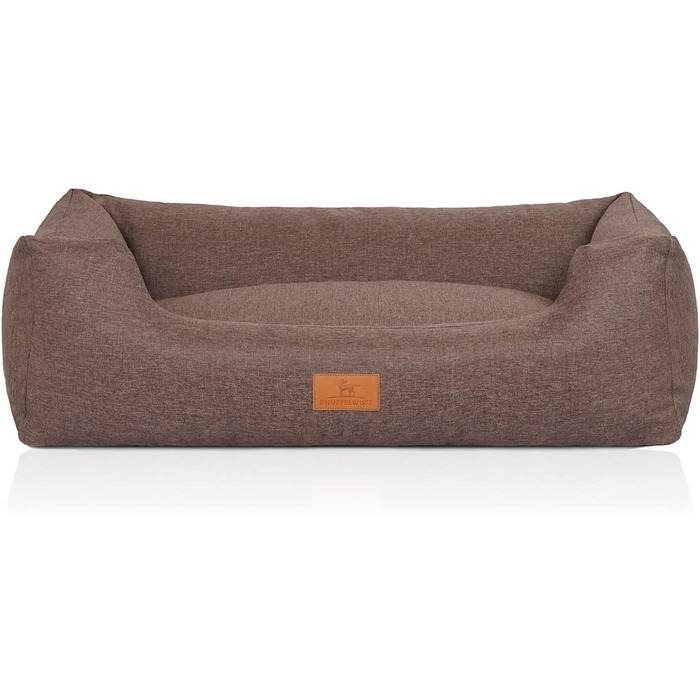 Кнуффельвуфф Лотте: м'яке собаче ліжко з велюру, 70x50 см, знімний чохол, для собак великих, середніх та маленьких порід (сіро-коричневий)