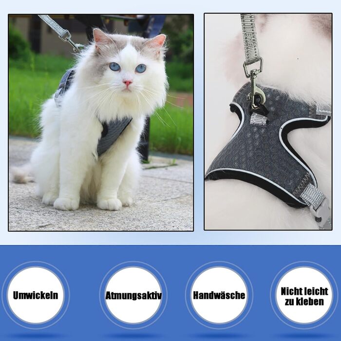 Іграшка для котів Brutgechirr Cat з мережевою тканиною, що дихає, та світловідбиваючими смугами (сірий, M)