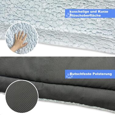 Ортопедичний лежак для собак великих та середніх порід, 94x61 см, блакитний, з антиковзною основою