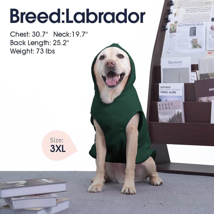 Світшот для собак IECOii з капюшоном, теплий пуловер для собак середнього розміру, зелений