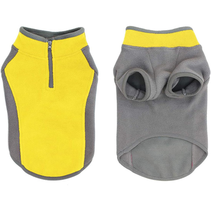 Жакета для собак з напівблискавкою, теплий зимовий пуловер/мантель для маленьких собак та цуценят, жовтий