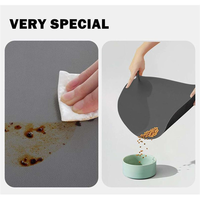 Підкладка під миску для собак GIBZ, силіконова, водовідштовхувальна, 50x80 см, сіра