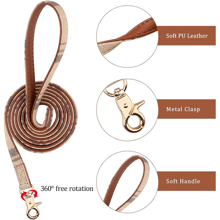 Нашийник для собак, цуценят та котів, комплект з 3 шт., з бантиком та дзвіночком, 9''-11.5'', Бежевий