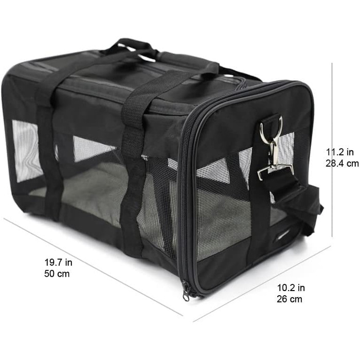 М'яка переноска для собак Amazon Basics, чорна, L, 50x26x28 см