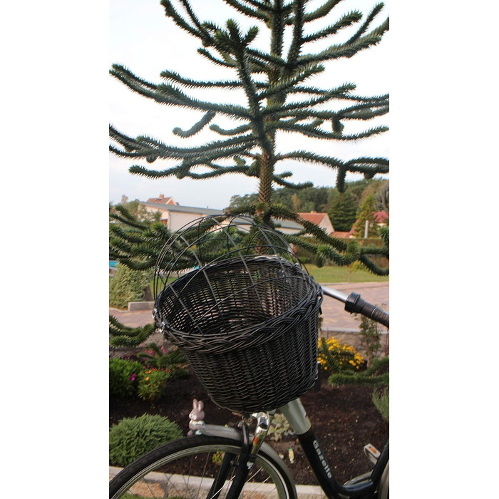 Корзина для велосипеда Marcus Hundefahrradkorb для руля з ротангу з металевою сіткою та подушкою, чорна, для собак, велосипедна корзина, корзина для тварин, натуральна (без подушки)