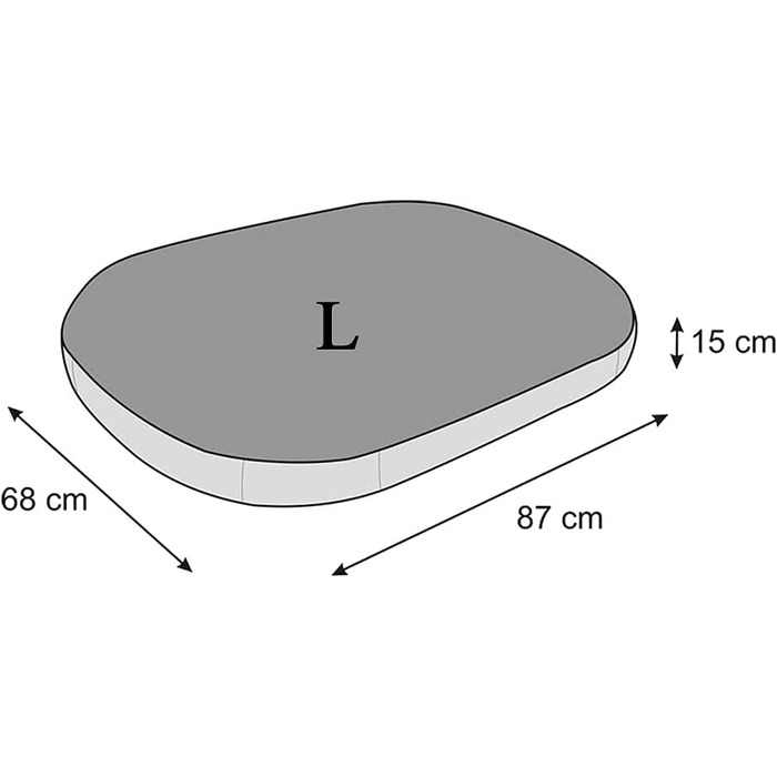 Матрац для собак овальної форми, 87x68x15 см, чорний - водонепроникний, кухонний, для собак маленьких, середніх та великих порід.