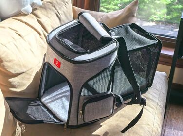 Розширюваний рюкзак для котів та собак One for Pets, сірий колір. Зручний для подорожей та прогулянок.