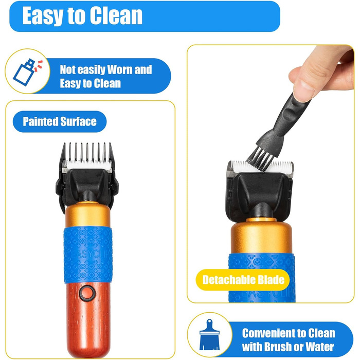 Професійна машинка для стрижки собак та котів 200W з акумулятором, 4 насадки, 1000-6600rpm