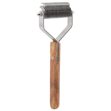 Гребінець для собак з подвійною лінією зубців з нержавіючої сталі, дерев'яною ручкою, для видалення ковтунів, догляду за шерстю котів та цуценят. М'який догляд за шерстю, зменшення випадання шерсті, для здорової шкіри.