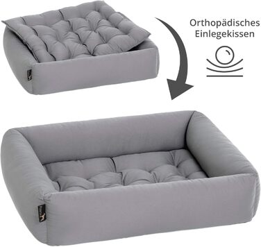 Ортопедичне ліжко для собак маленьких порід Pointer - 70x60 см, світло-сірий колір, знімний матрац, миється до 95°C, стійке до подряпин та укусів, Made in Germany