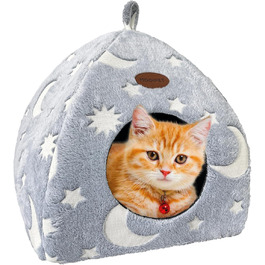 Кішечка-будиночок Mooipet з плюшевим матрацом, сірий, 40x40x35 см