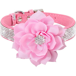 Ошатне нашийник для собак та котів Haoyueer з кристалами та стразами, рожевий (L)