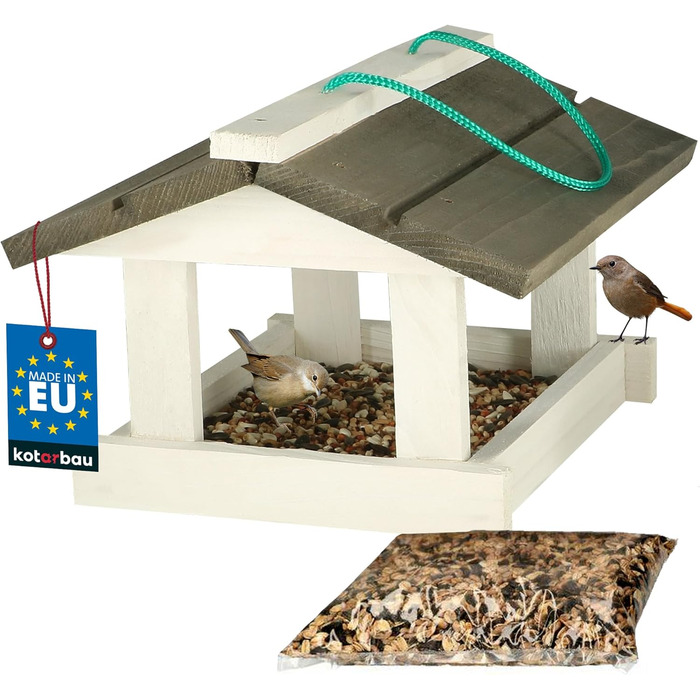 Дерев'яний годівничка для птахів KOTARBAU® з безкоштовним кормом 0,5 кг