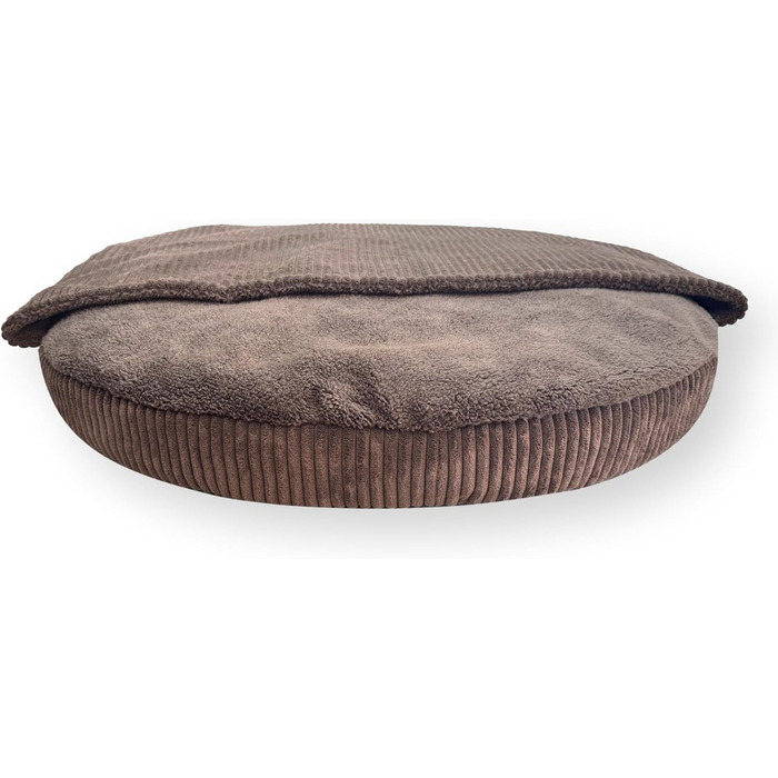 Ліжко для собак 4L Textil Vigo з капюшоном, печеринка для собак, ковдра, корзина для собак, спальний мішок для собак, корзинка для собак, матеріал: Cord, середні породи собак, з ковдрою (Темно-коричневий, L 90 x B 90 x H 12 см)