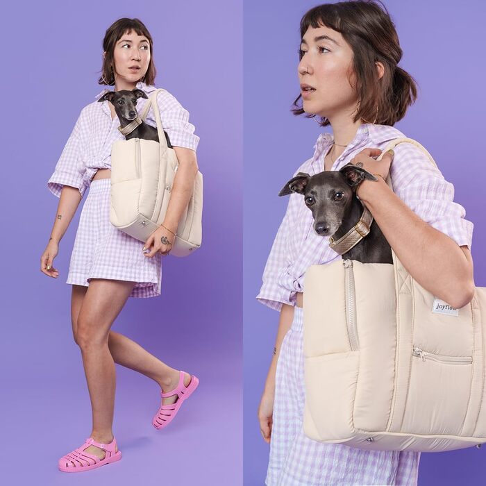 Сумка-переноска для собак та котів Joyflow | 6 кг | м'яка переноска з безпечним кліпом | для подорожей літаком та автомобілем | дизайн Європа | бежева
