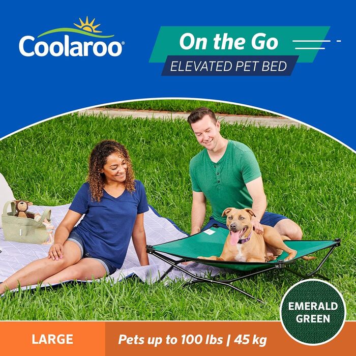 Підняте ліжко для домашніх тварин Coolaroo, велике, смарагдове, портативне