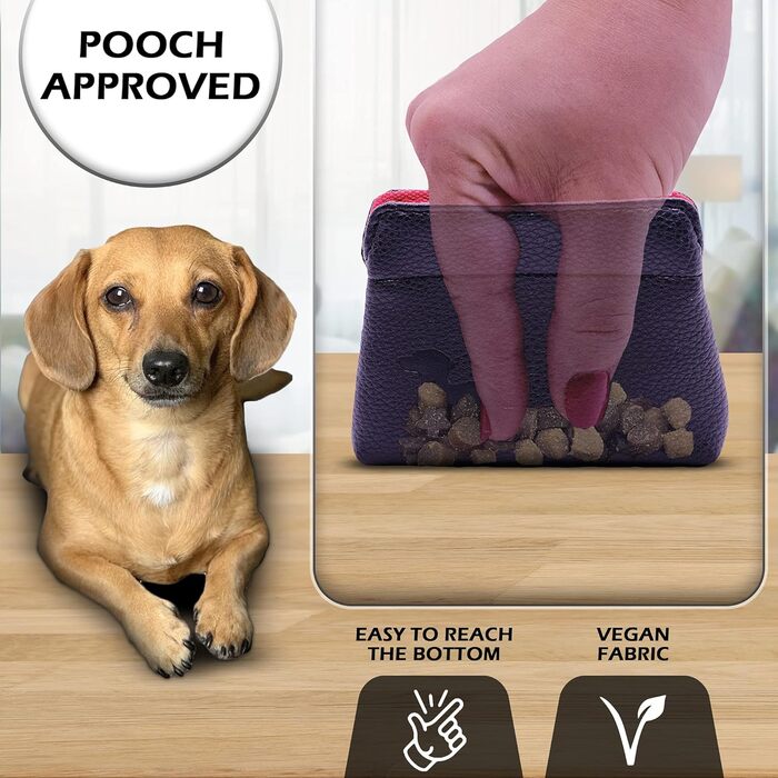 Сумка для ласощів для собак Swaggly – чорна з червоною/каштановою внутрішньою стороною, з магнітною застібкою