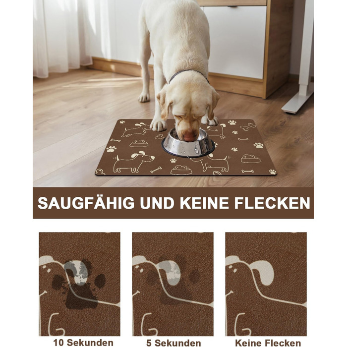 Підкладка під миску для собак та котів, нековзна, чорна 40x60 см. Швидковисихаюча, легко миється. Підкладка під миску для тварин