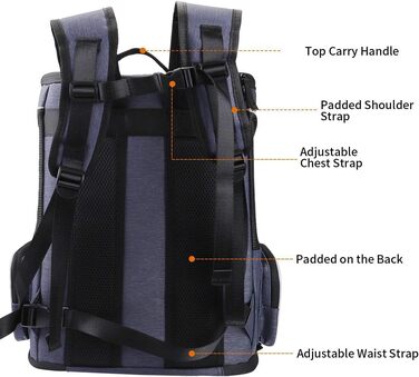 Рюкзак для кота Morpilot, рюкзак для собаки, складаний рюкзак для домашніх тварин з прозорим вікном, дихаючий та легкий, блакитний, 33L, 33 x 28 x 42 см