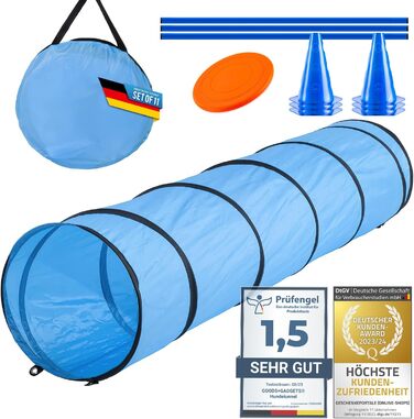 Набір для аджиліті для собак: тунель, аксесуари, конуси, фрісбі, кидки та переносна сумка (200 см)