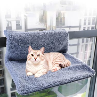 Кішка ліжко, гамак для котів на вікно, гамак для котів без мотузки, складане ліжко для котів на вікно, ліжко для котів на вікно з присосками, стійкий гамак для котів, вантажопідйомність 15 кг, сірий колір (ліжко для котів біля батареї, сірий колір)